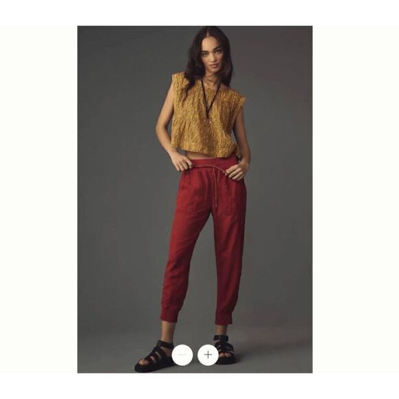 Women's Anthropologie Pilcro Nomad Joggers Burnt Drawstring Pockets Size Lg Tall - Picture 1 of 16